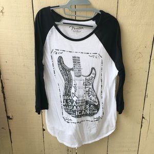 Lucky brand guitar baseball tee shirt